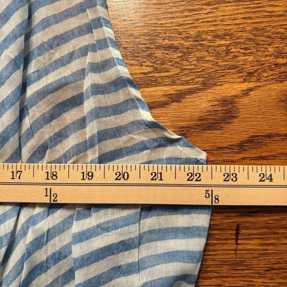 Randi & Will Long Open Cardigan Blue & White Stripe Women's One Size Sleeveless - Picture 6 of 9